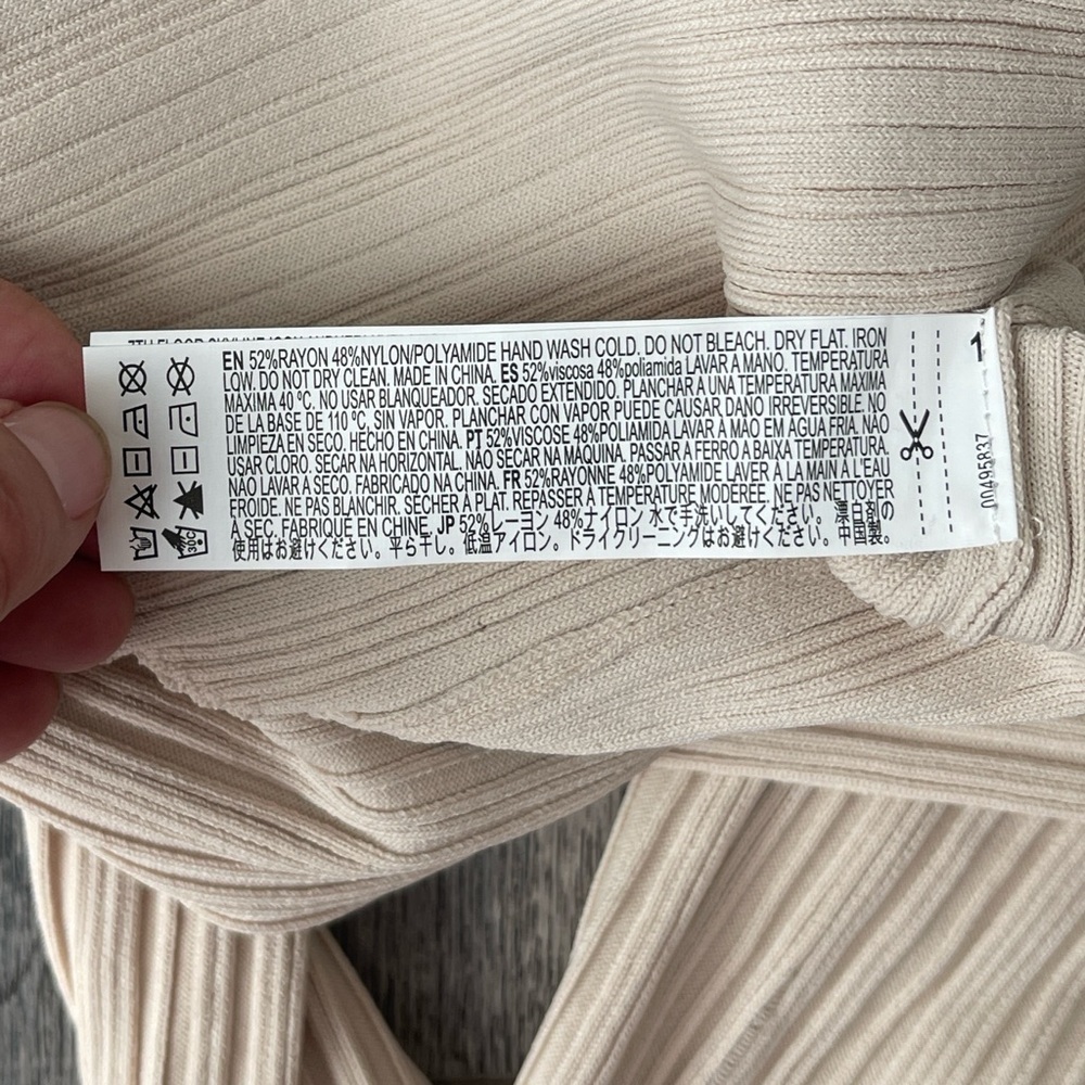 Barneys New York Cream Ribbed Long Sleeve Dress - Picture 8 of 8